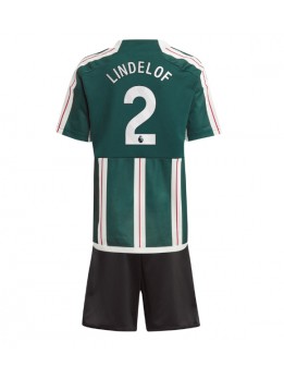 Billige Manchester United Victor Lindelof #2 Bortedraktsett Barn 2023-24 Kortermet (+ Korte bukser)